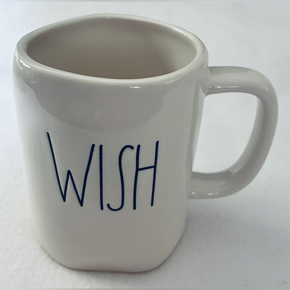 Rae Dunn White Mug with Black ‘WISH' Design